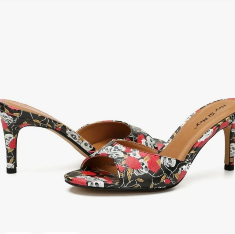 Floral Open-Toe Heels